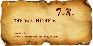 Tényi Milán névjegykártya